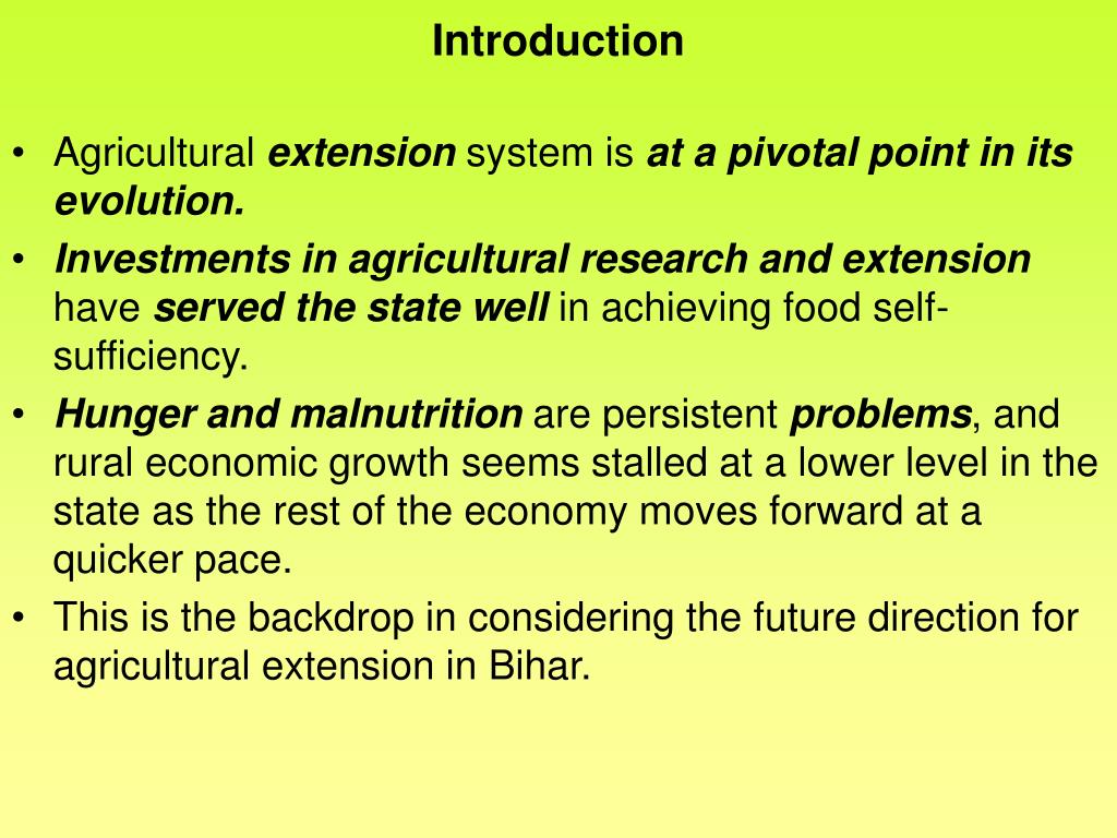 PPT Extension Strategy for Agricultural Sector in Bihar PowerPoint
