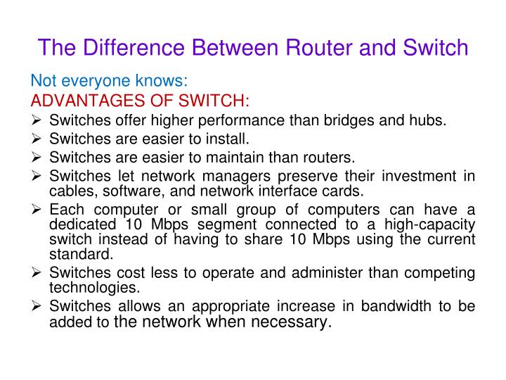 PPT The Difference Between Router and Switch PowerPoint Presentation