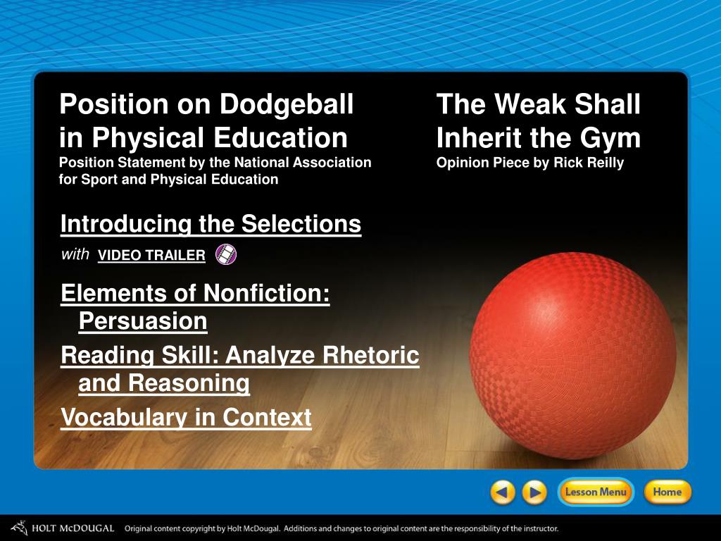 PPT Position on Dodgeball in Physical Education PowerPoint