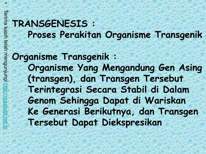 PPT TRANSGENESIS Proses Perakitan Organisme Transgenik Organisme