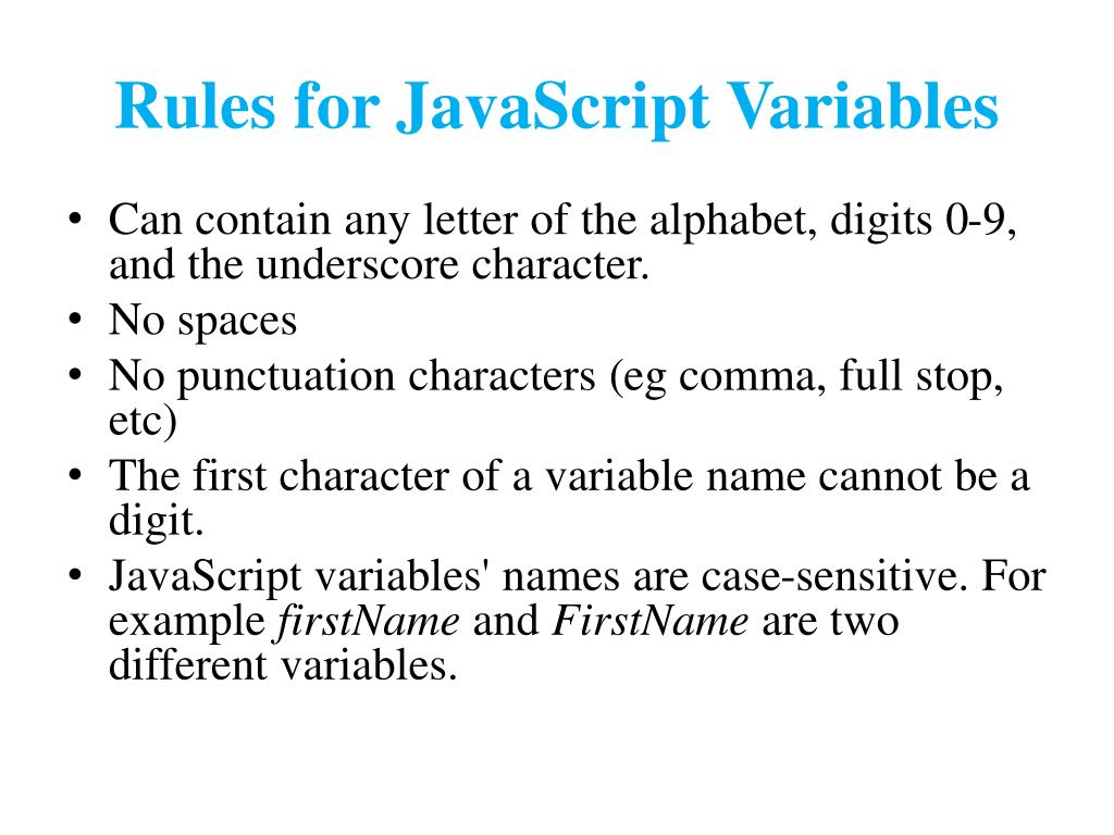 PPT JavaScript Variables PowerPoint Presentation, free download ID