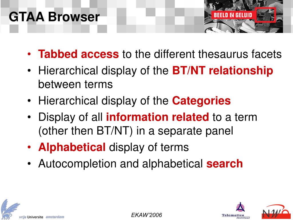 PPT Evaluating a Thesaurus Browser for an AudioVisual Archive PowerPoint Presentation ID