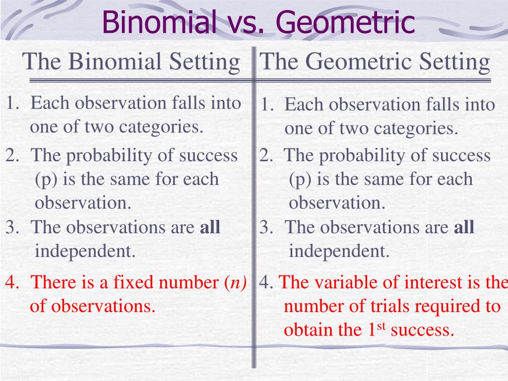 PPT Binomial vs. Geometric Distributions PowerPoint Presentation