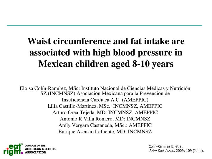 PPT ColínRamírez E, et al. J Am Diet Assoc. 2009; 109 (June