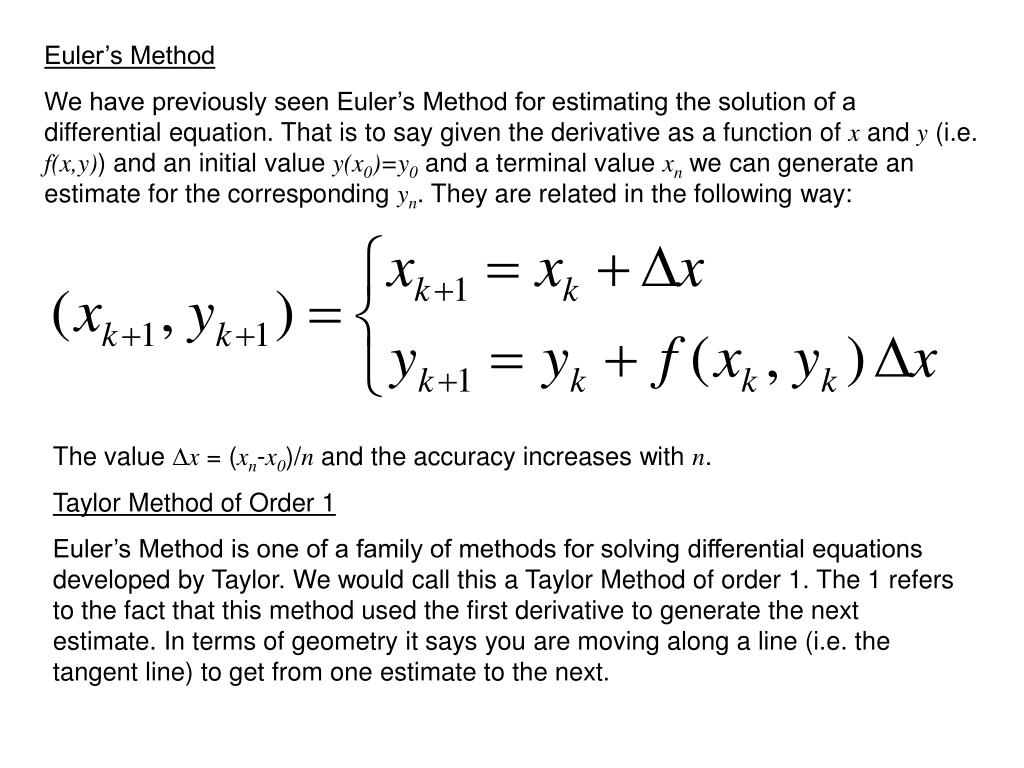 PPT Numerical Solutions of Differential Equations PowerPoint