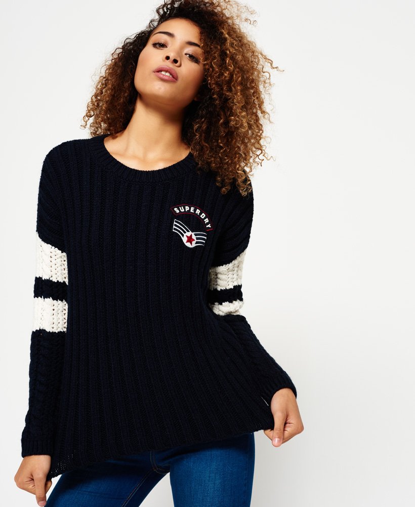 Womens Varsity Slouch Knit Jumper in Navy Superdry UK
