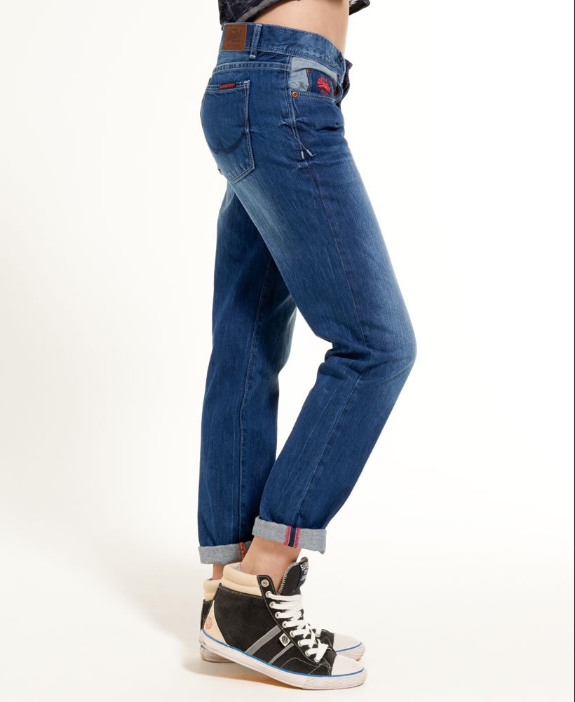 Womens Blue Tomboy Jeans in Surf Wash Superdry