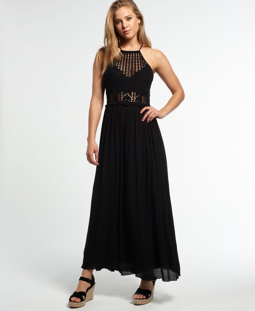Superdry Isla Crochet Maxikleid Damen Kleider