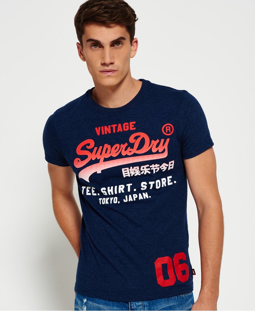 Mens Shirt Shop Fade Tshirt in Princeton Blue Marl Superdry