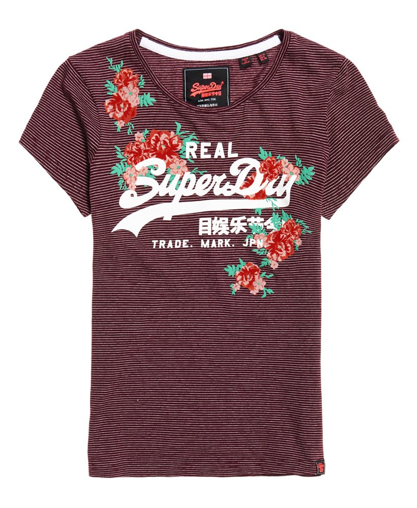 Superdry Vintage Logo Rose TShirt mit Streifen Damen TShirts
