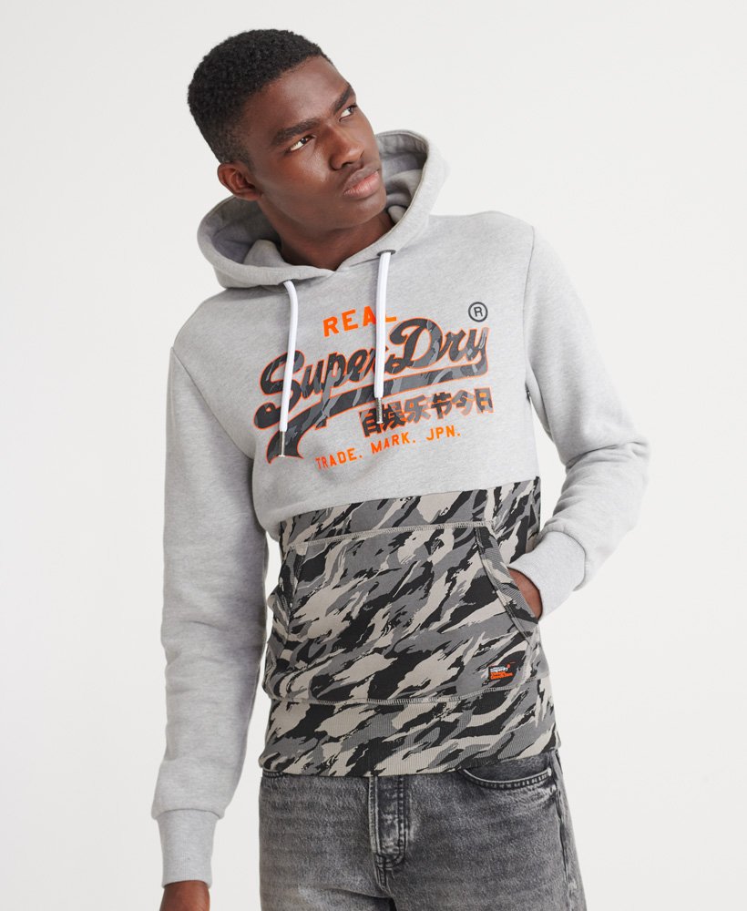 Superdry Vintage Logo Hoodie mit Einsatz und Tarnmuster Herren Hoodies
