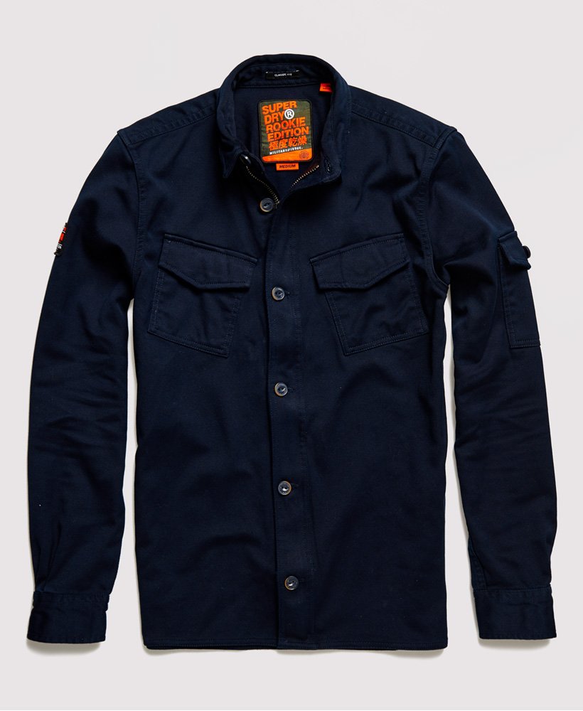 Mens Patch Patrol Long Sleeved Shirt in Covert Navy Superdry