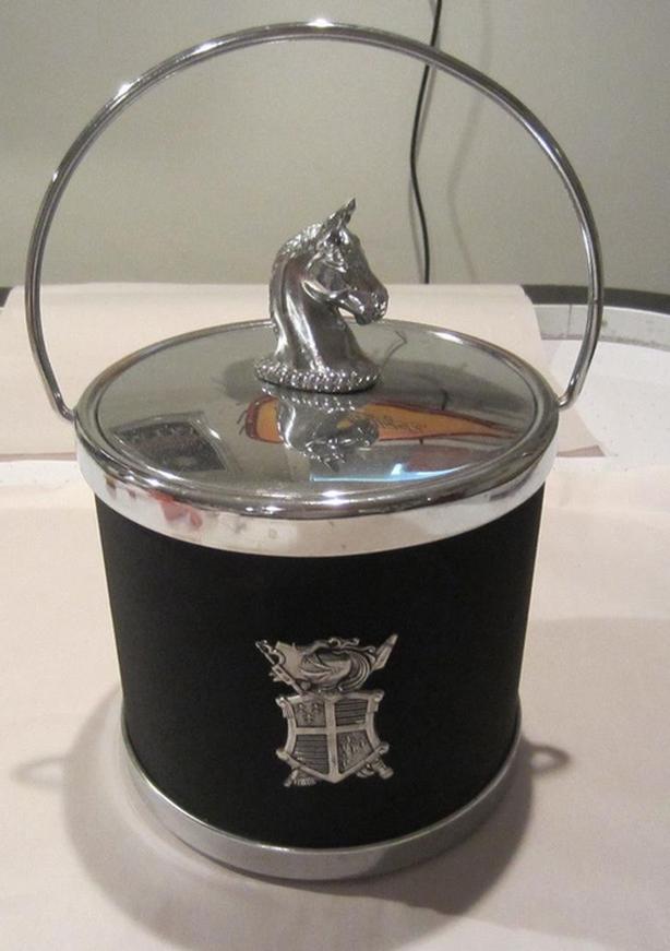 Wonderful Vintage ICE BUCKET HORSE Head 60's in Leather and Metal