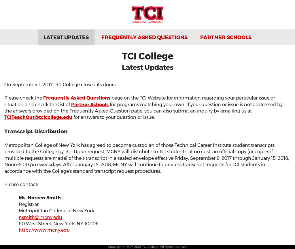 Tci College Of Technology Transcript Request technology