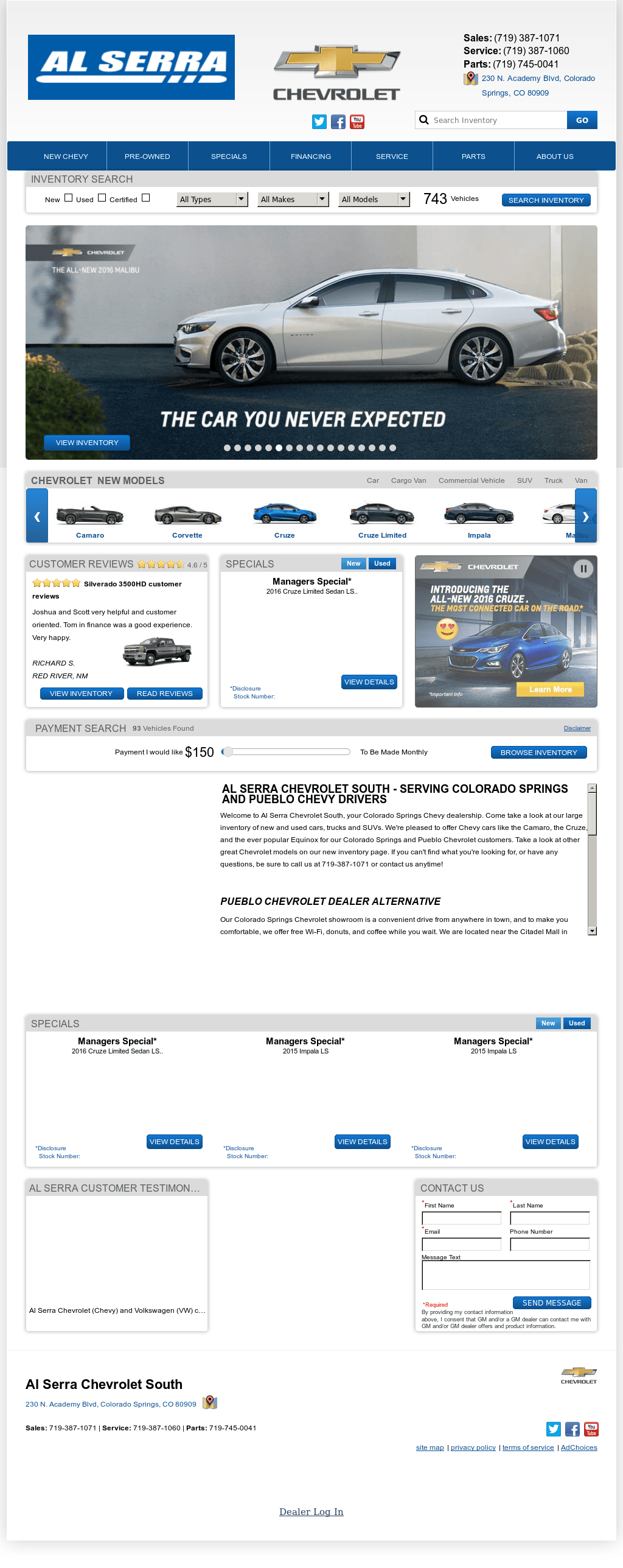Chevrolet Gallery Serra Chevrolet Service