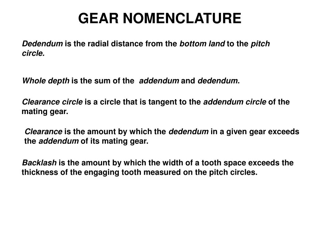PPT GEAR NOMENCLATURE PowerPoint Presentation, free download ID3614671