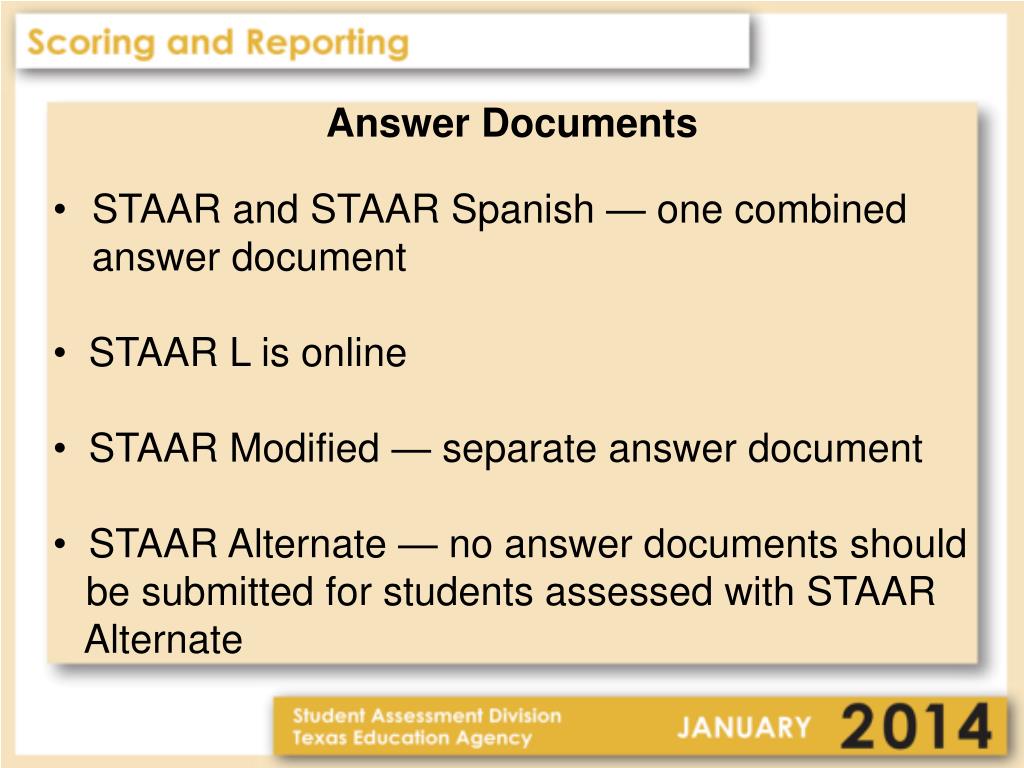 PPT Answer Documents STAAR and STAAR Spanish — one combined answer