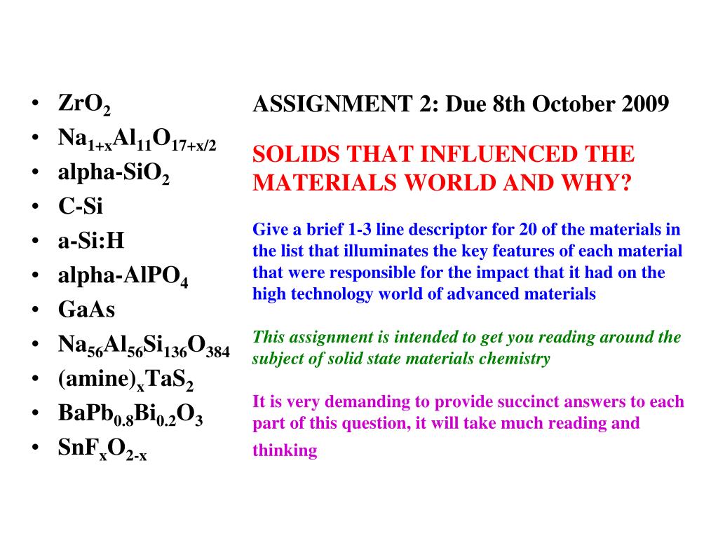 PPT CHM 434F/1206F 2009 SOLID STATE MATERIALS CHEMISTRY PowerPoint
