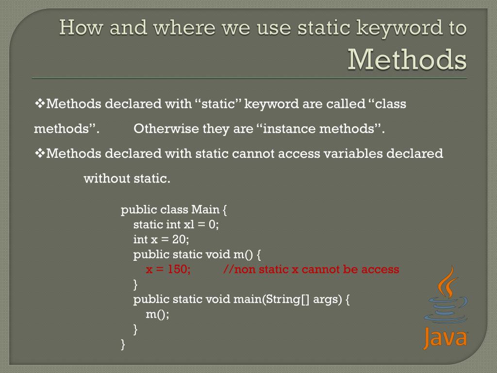 PPT Using Static keyword in JAVA PowerPoint Presentation, free