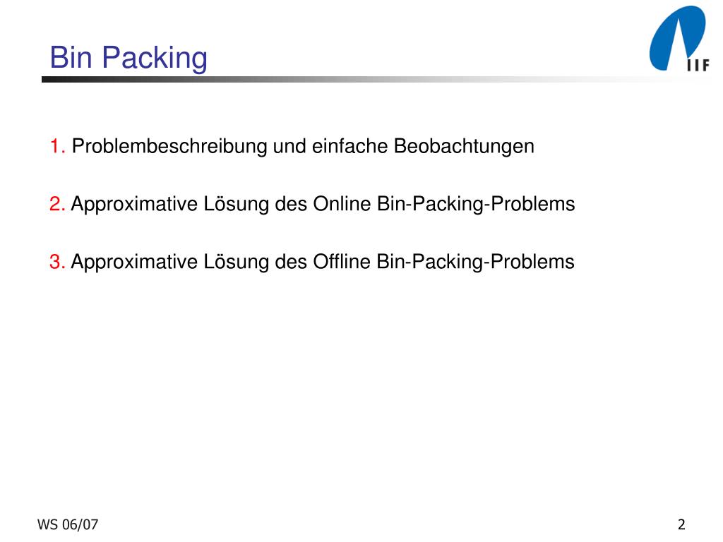 PPT Algorithmentheorie 7 Bin Packing PowerPoint Presentation, free