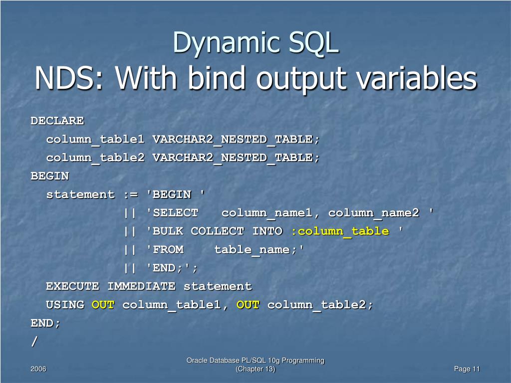 PPT Dynamic SQL Oracle Database PL/SQL 10g Programming PowerPoint