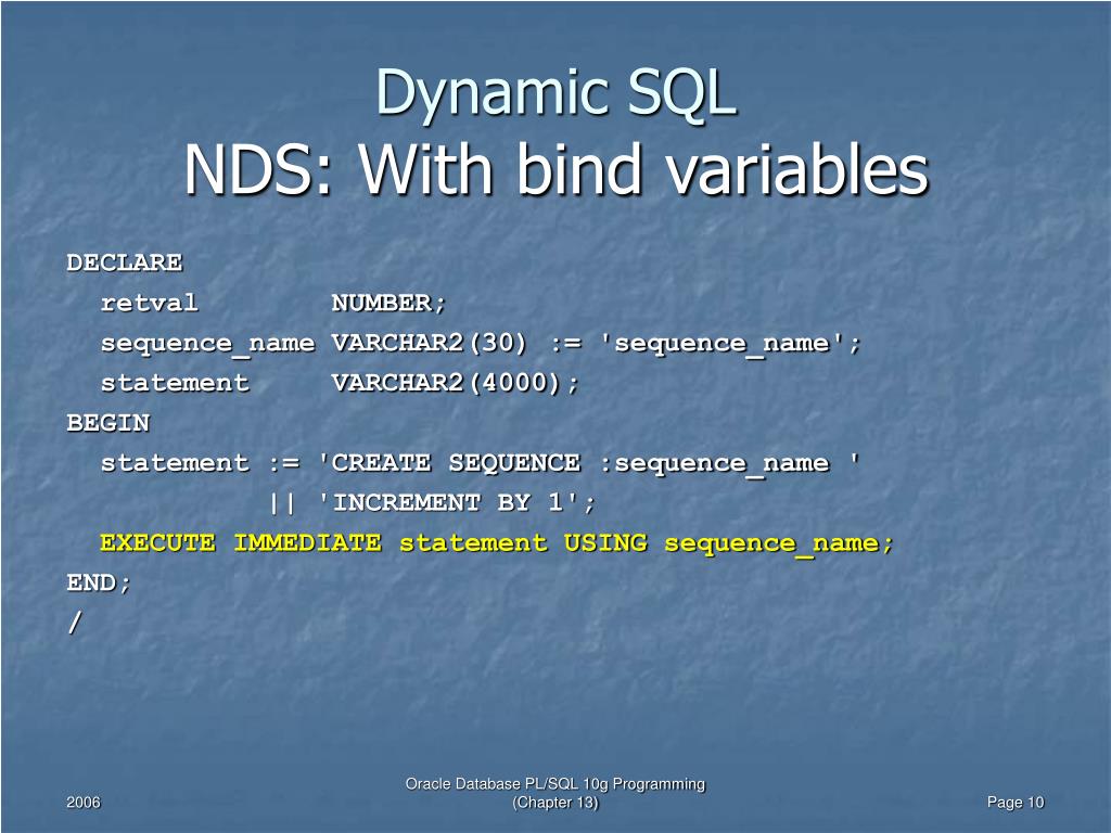 PPT Dynamic SQL Oracle Database PL/SQL 10g Programming PowerPoint