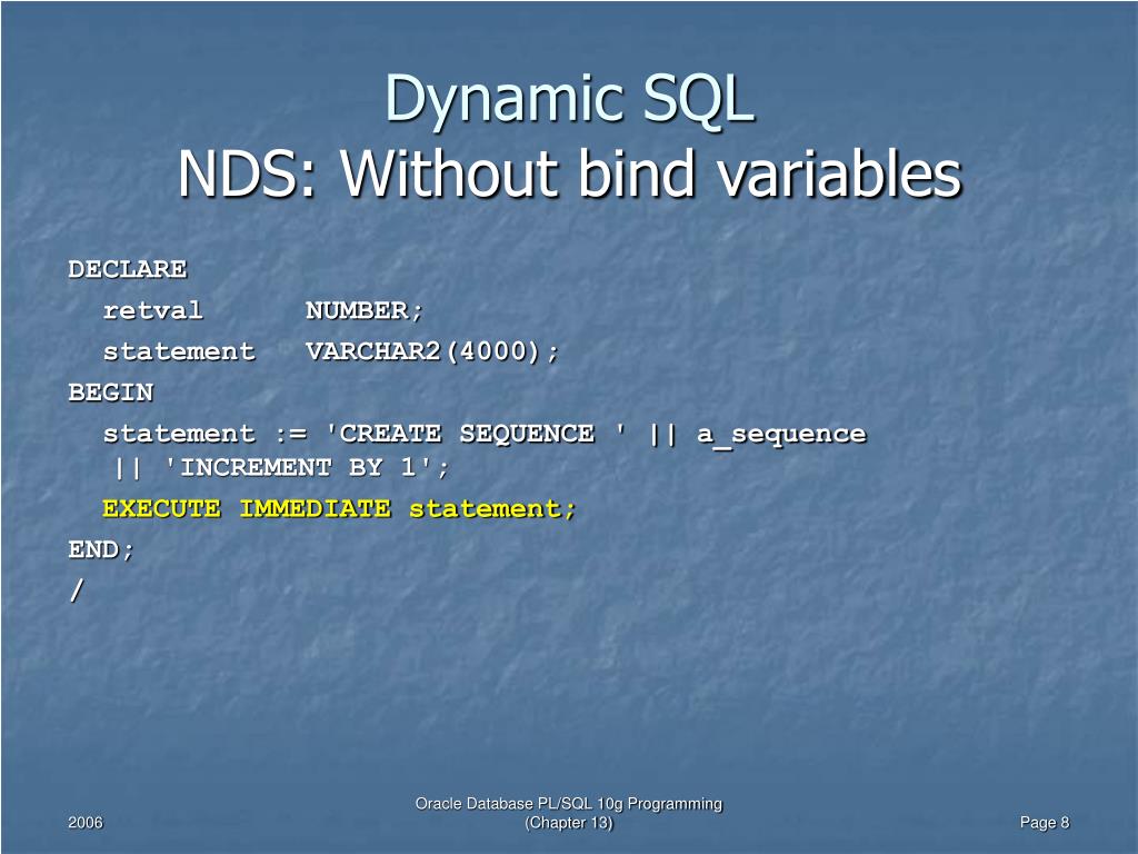 PPT Dynamic SQL Oracle Database PL/SQL 10g Programming PowerPoint