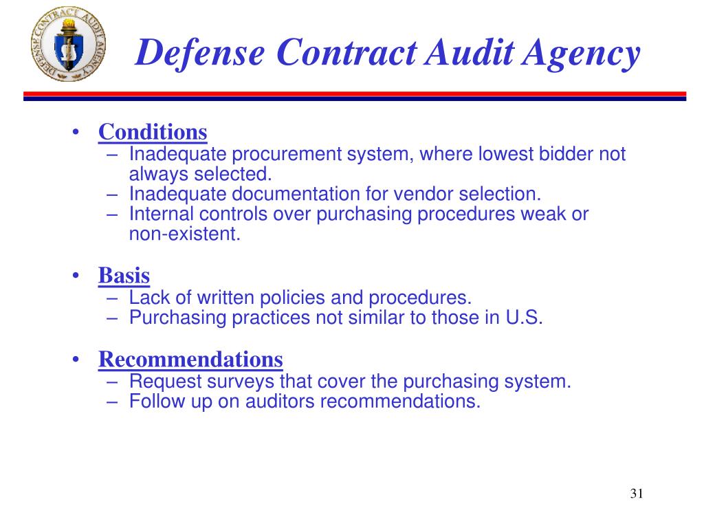 PPT Defense Contract Audit Agency PowerPoint Presentation, free