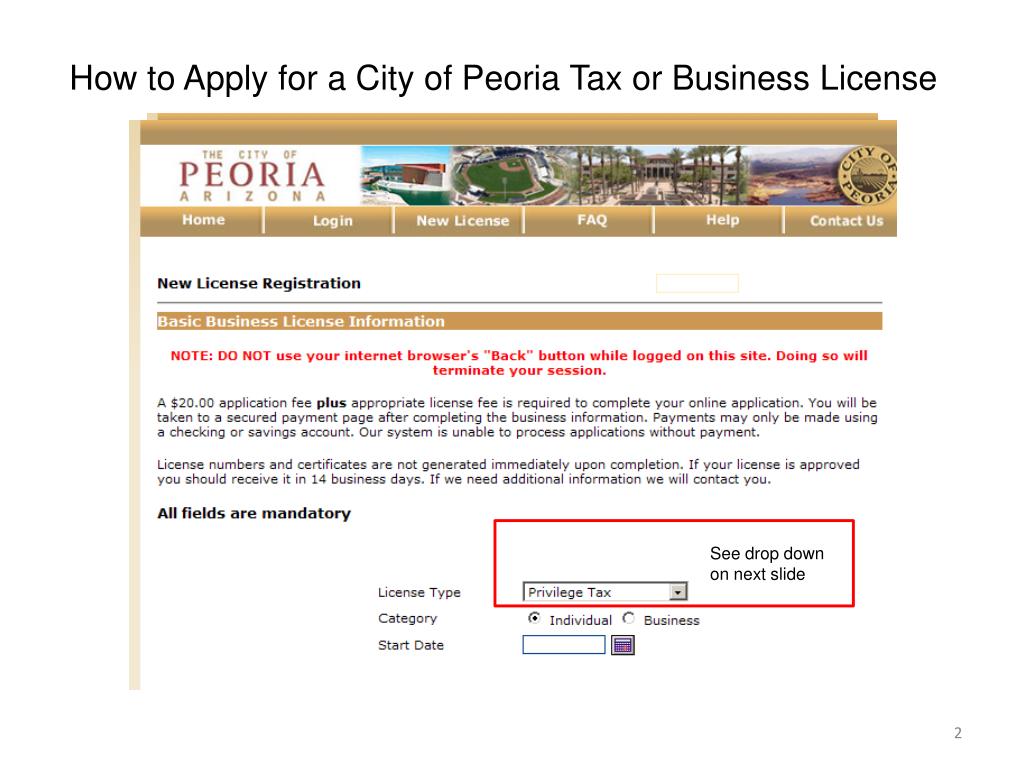PPT How to Apply for a City of Peoria Tax or Business License