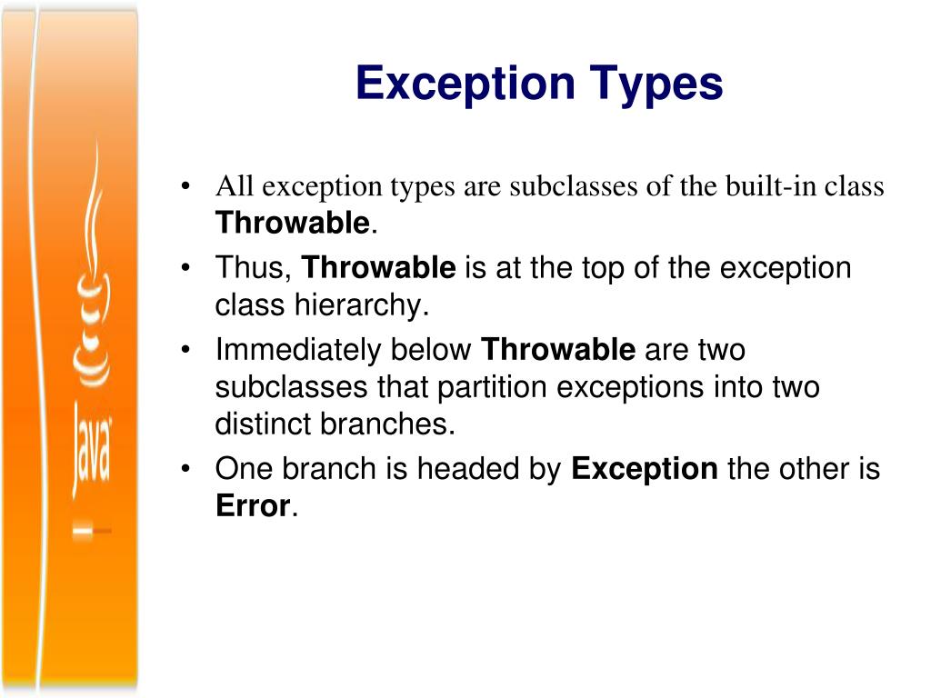 PPT Index Exception handling Exception In Java Exception Types