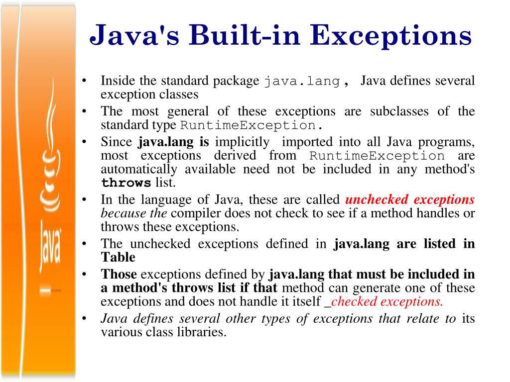 PPT Index Exception handling Exception In Java Exception Types