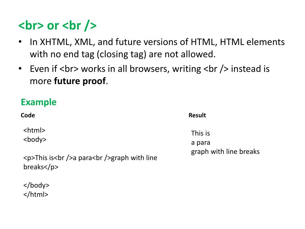 PPT HTML Line Breaks and HTML Horizontal Rules (Lines) PowerPoint