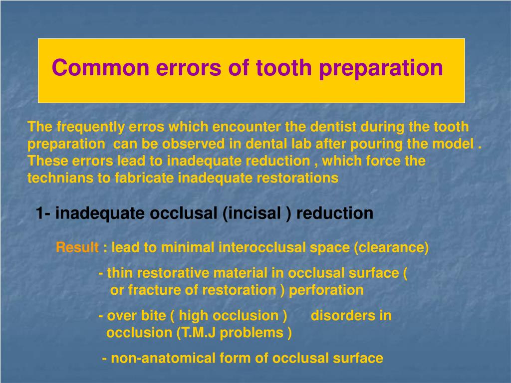 PPT common errors of tooth preparation PowerPoint Presentation, free