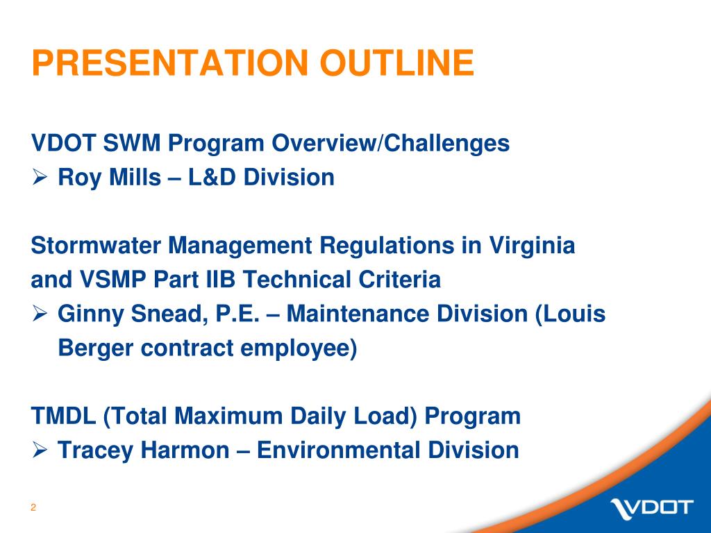 PPT - VDOT ’ s Stormwater MANAGEMENT Program PowerPoint Presentation