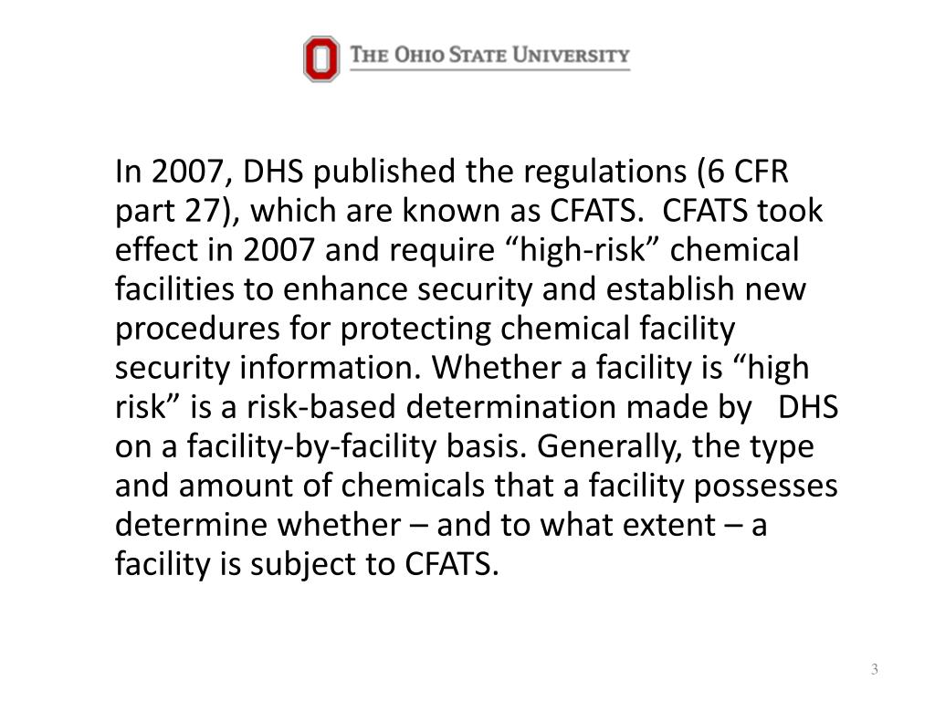 PPT Chemical Facility Antiterrorism Standards (CFATS) Compliance