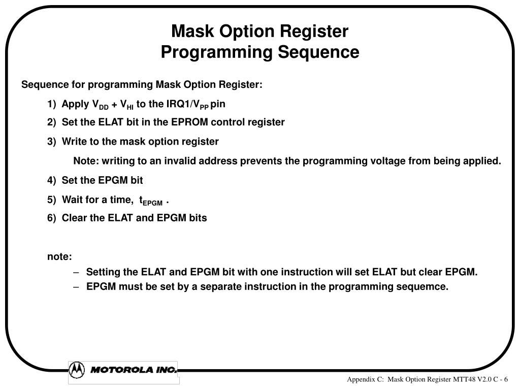 PPT APPENDIX C MASK OPTION REGISTER PowerPoint Presentation, free