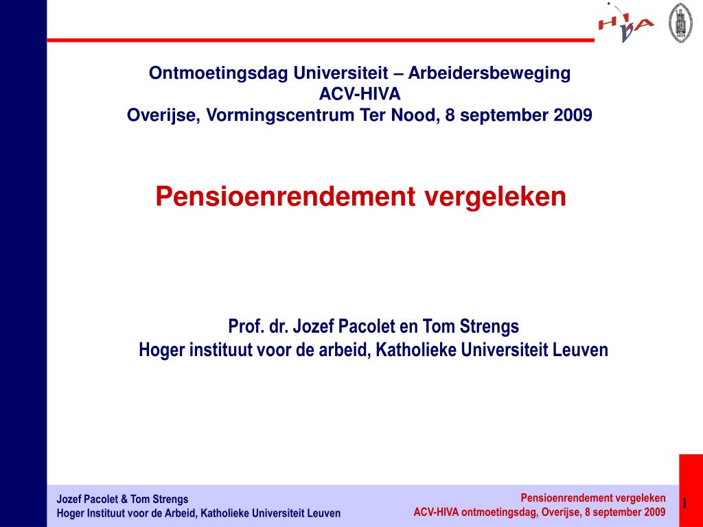 PPT Prof. dr. Jozef Pacolet en Tom Strengs PowerPoint Presentation