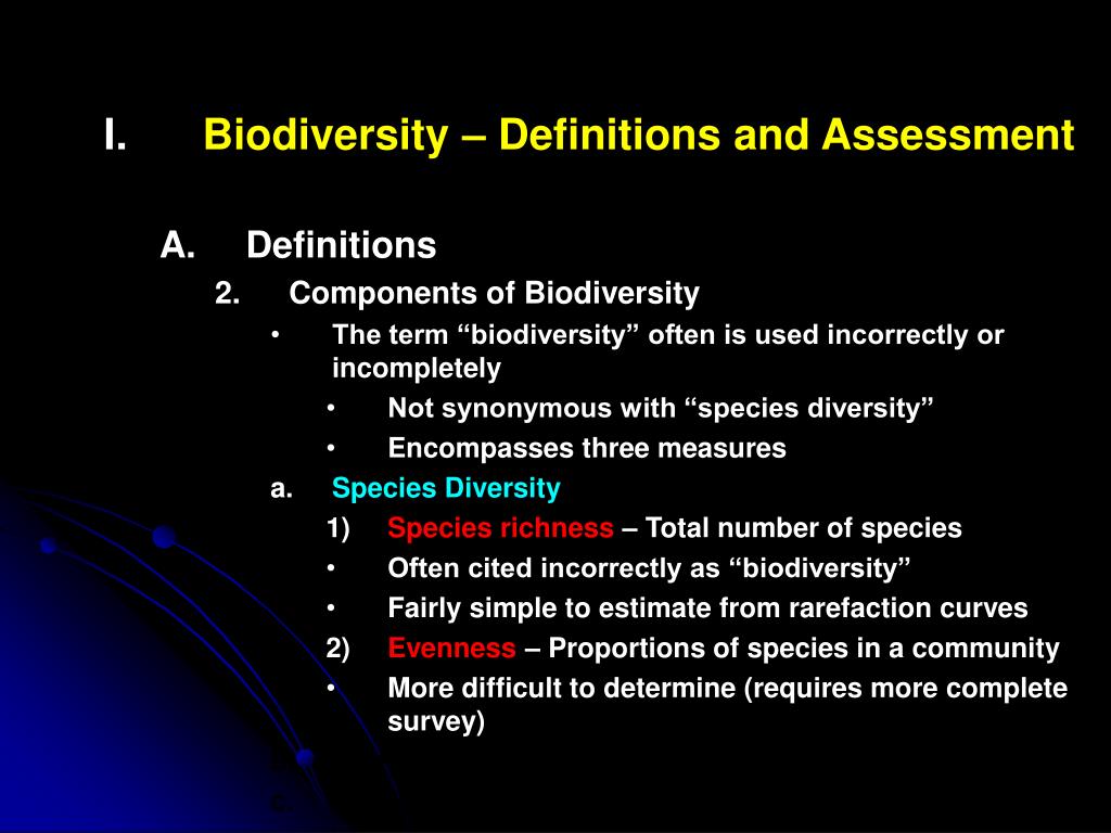 PPT Biodiversity Definitions and Assessment Definitions Components
