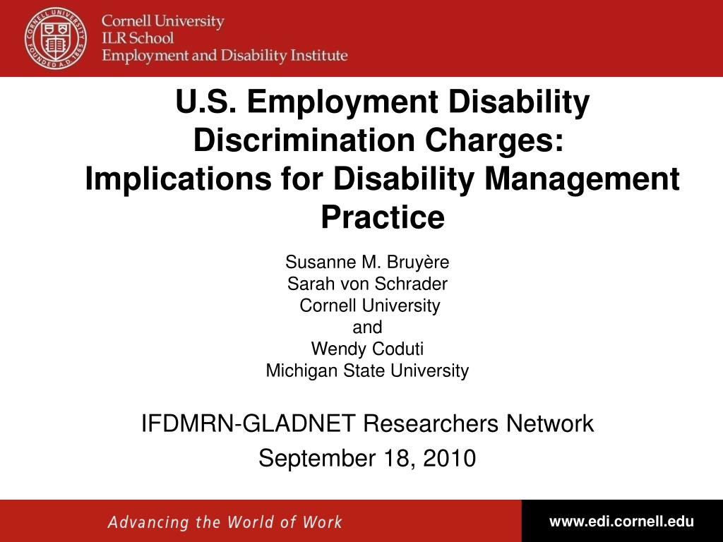PPT U.S. Employment Disability Discrimination Charges PowerPoint