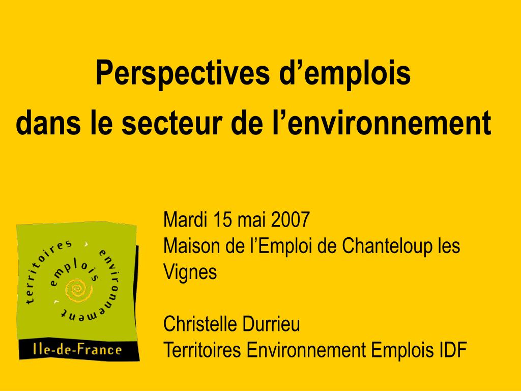PPT Perspectives d’emplois dans le secteur de l’environnement