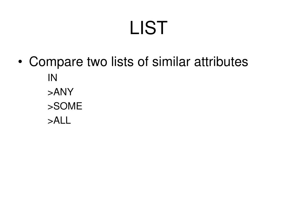 PPT Lists, Views, Describing tables PowerPoint Presentation, free