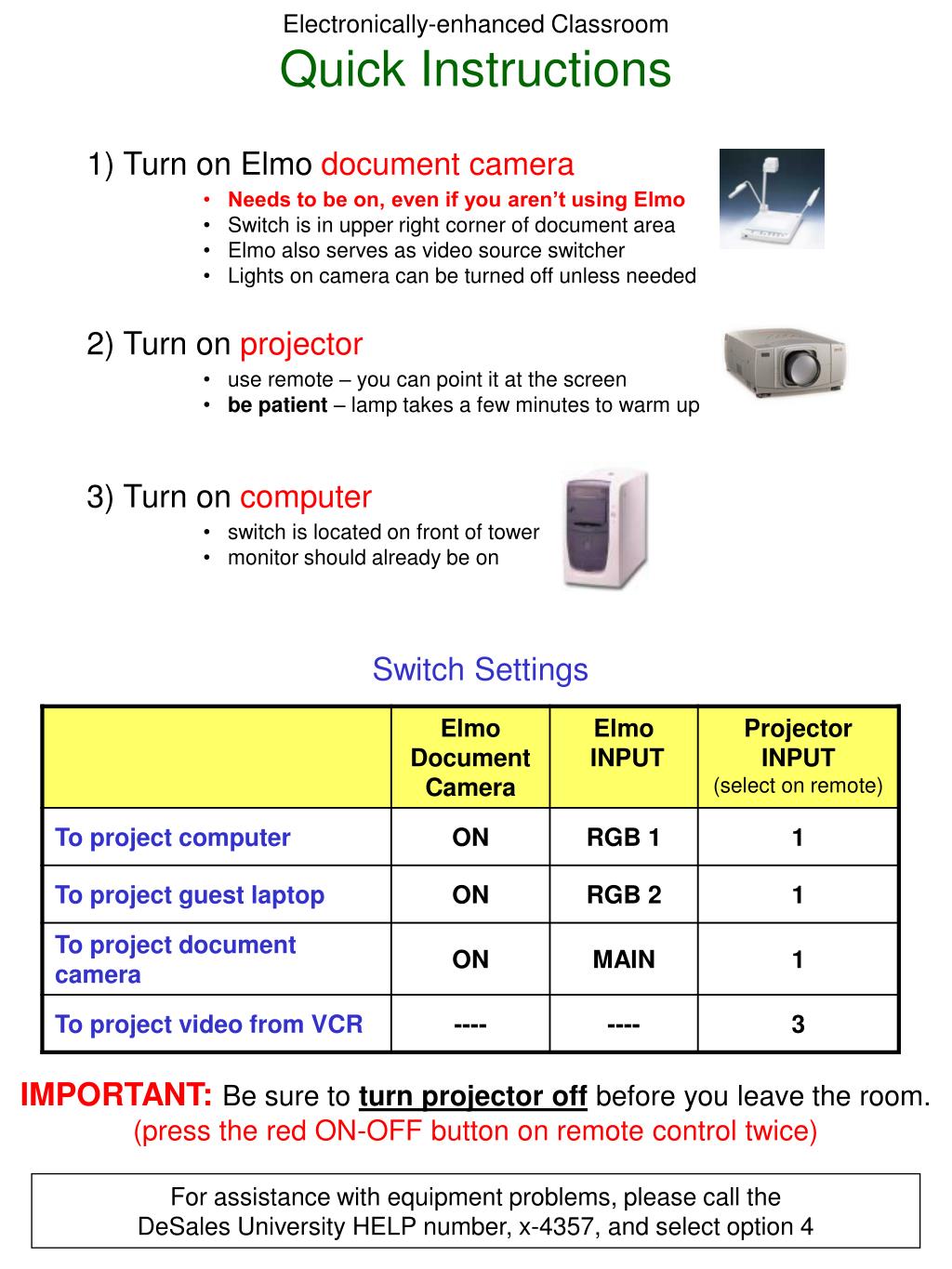 PPT Electronicallyenhanced Classroom Quick Instructions PowerPoint