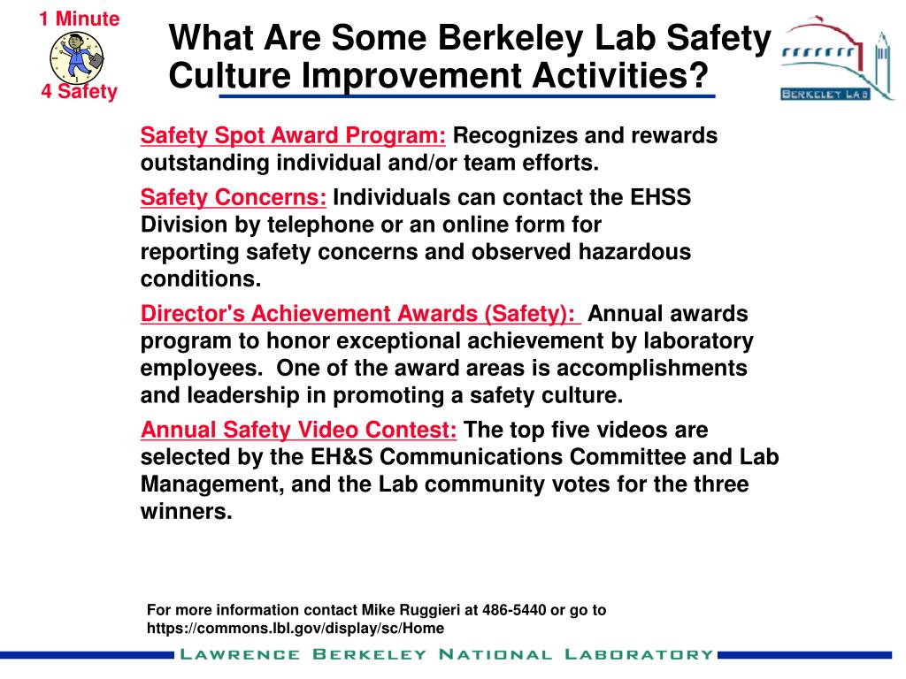 PPT What Are Some Berkeley Lab Safety Culture Improvement Activities