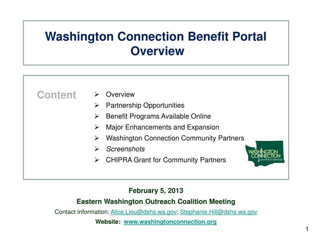 PPT Washington Connection Benefit Portal Overview PowerPoint