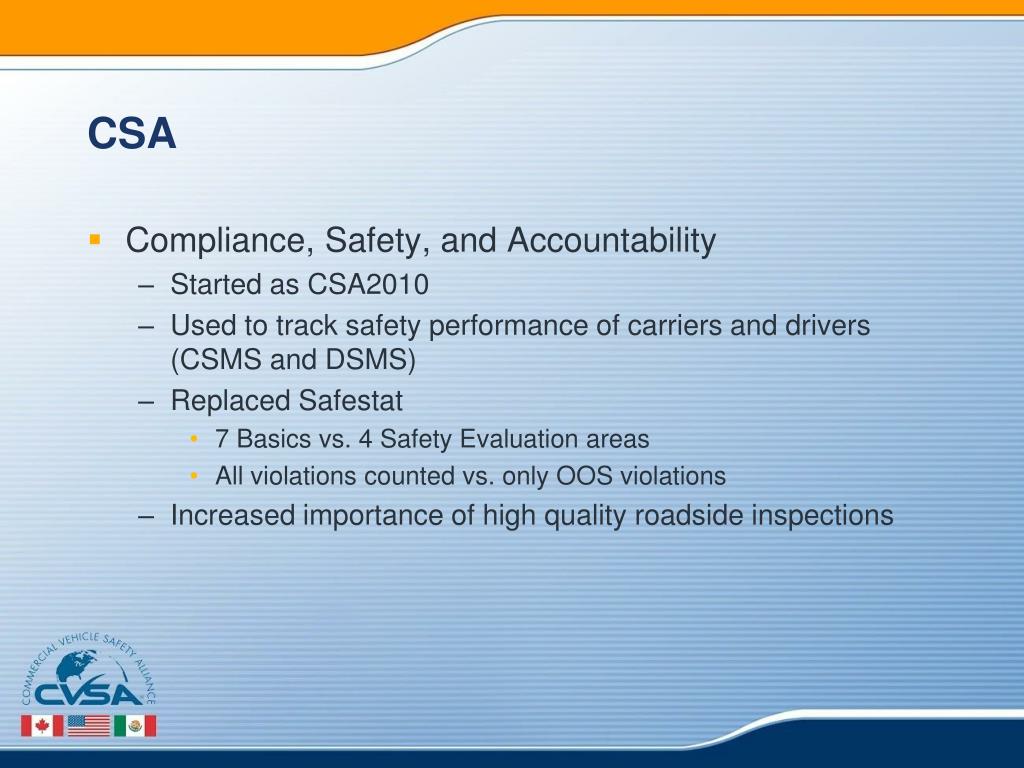 PPT CSA and Roadside Inspections PowerPoint Presentation, free