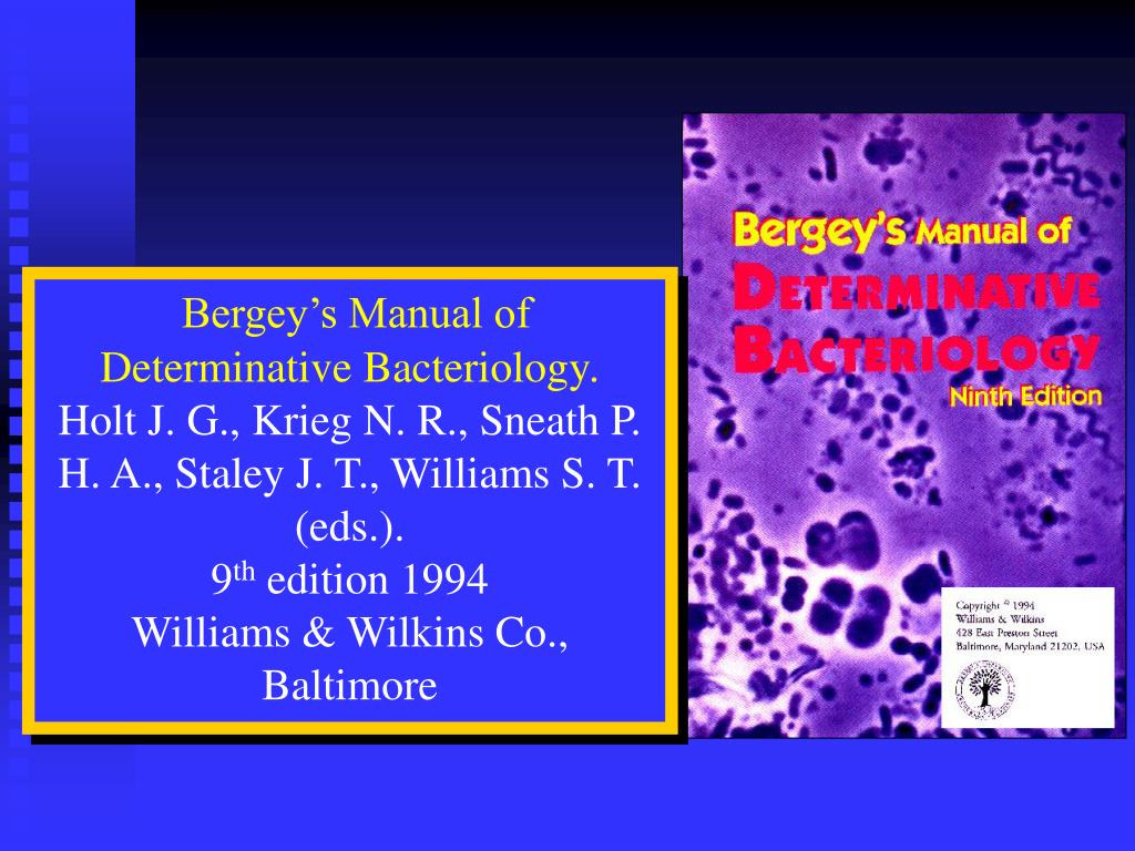 Details Bergey's manual of determinative bacteriology