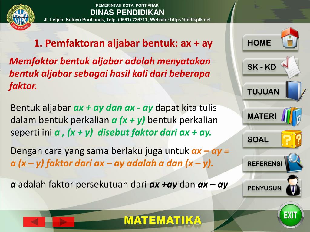 Tentukan Dua Bentuk Aljabar Yang Bila Dikalikan Hasilnya