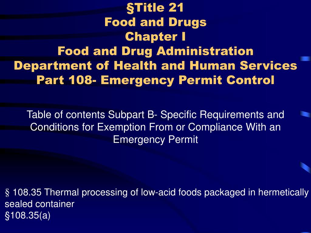 PPT USFDA Canned Food Regulations Thermal Processing Deviations