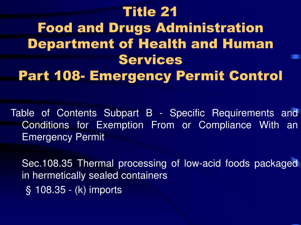 PPT USFDA Canned Food Regulations Thermal Processing Deviations