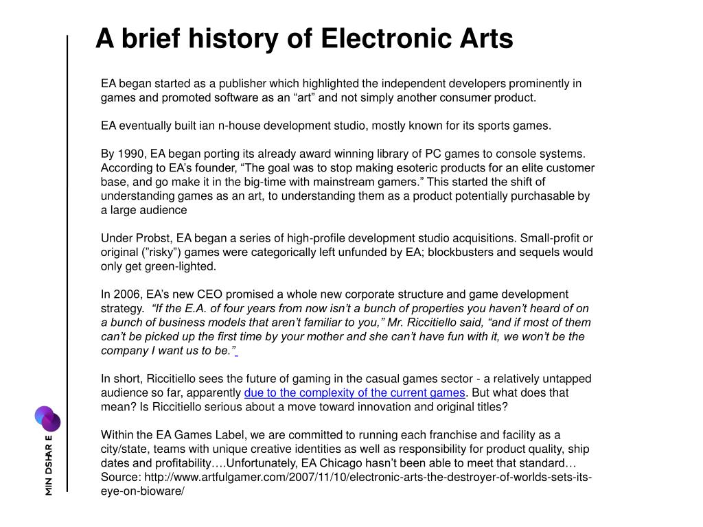 PPT Electronic Arts PowerPoint Presentation, free download ID3704340